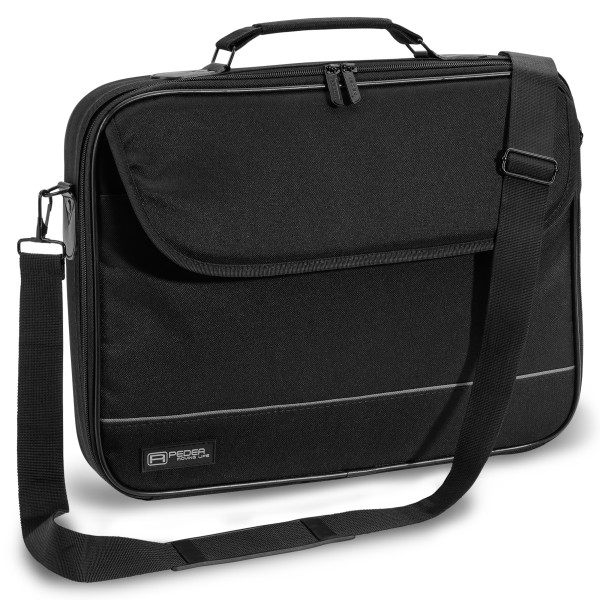 PEDEA Laptoptasche 14,1 Zoll (35,8 cm) FAIR Notebook Umhängetasche mit Schultergurt, schwarz