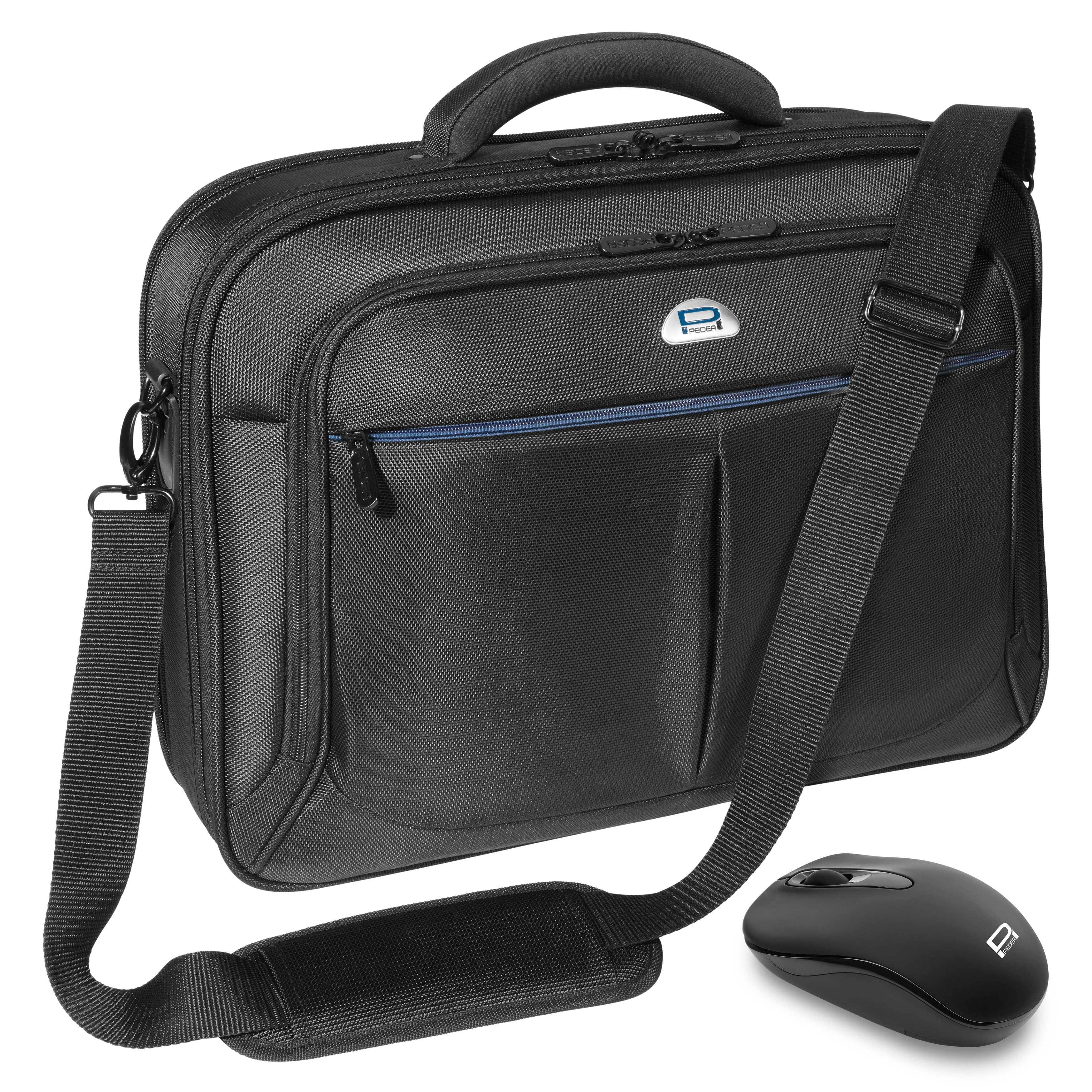 PEDEA Laptoptasche 17,3 Zoll (43,9 cm) PREMIUM Notebook Umhängetasche Set  mit Maus, schwarz | bis 17,3 Zoll |Laptop-Taschen |Laptop-Zubehör |