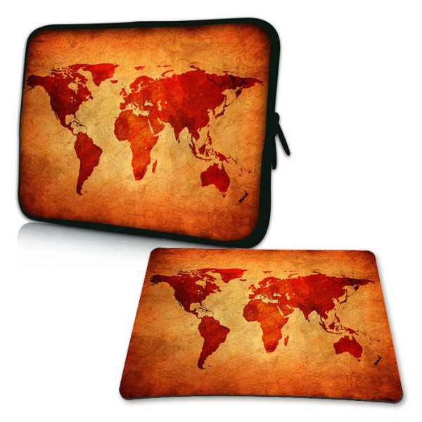 PEDEA Design Tasche 17 / Mauspad, brown global map