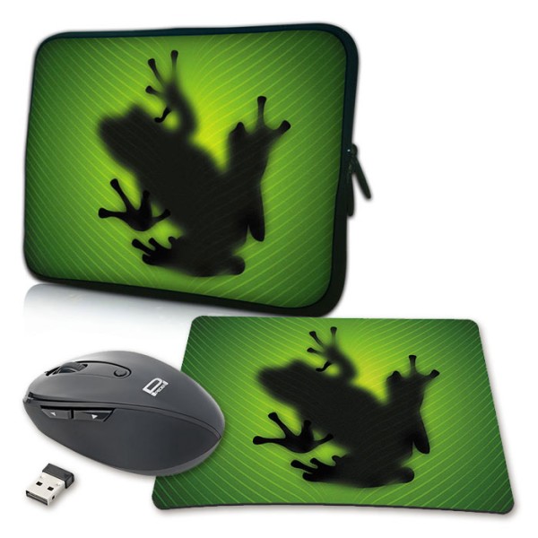 PEDEA Design Tasche 15, Maus + Pad, green frog