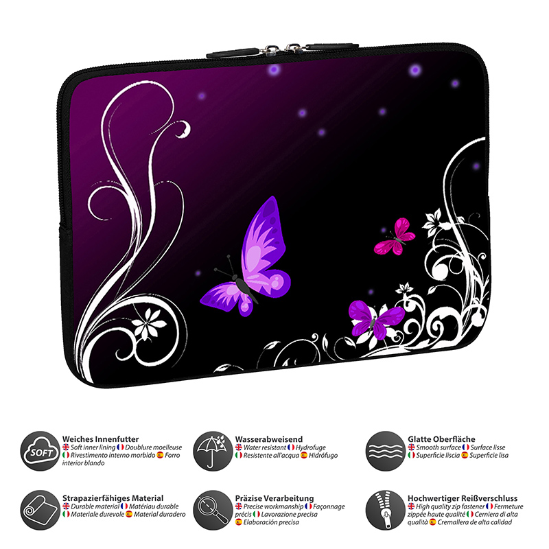 43,9cm Purple Butterfly PEDEA Design Schutzhülle Notebook Tasche bis 17,3 Zoll 