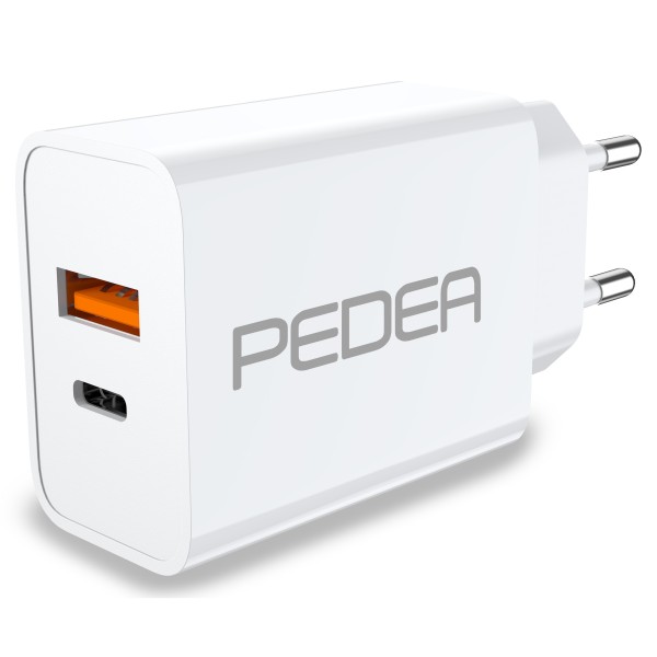 PEDEA Reiselader Dual für USB Type A / C, weiß